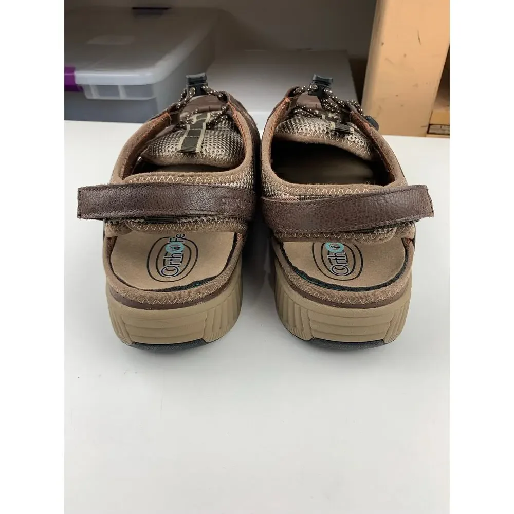 Orthofeet Sandals Fisherman Closed Toe Brown Leather Comfort 593 Mens 12 4E Wide